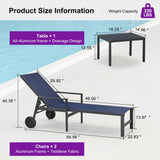 PURPLE LEAF Pool Chaise Lounge, Aluminum 2-Piece Set with Armrests, Navy