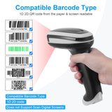 2D Barcode Scanner, Handheld Barcode Reader QR Code Scanner with Stand