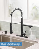AIMADI Black Kitchen Faucet with Pull Down Sprayer,Stainless Steel Spring Kitchen Sink Faucet with Soap Dispenser,Modern Single Handle Faucets for Farmhouse,Camper,Laundry,RV,1or 3 Hole