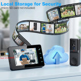 KEPEAK Doorbell Camera Wireless, Video Door Bell Battery with Monitor,Black