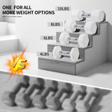 Adjustable Dumbbell Set of 2 Total 20 Lbs 4-in-1 Each 4lb 6lb 8lb 10lb 1s-Adjust Dual-Stable Free Weights for Women Men Home Gym Outdoor Workouts (White [20LBS Total])