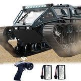 SNACKTANT 2.4G Fully Proportional Remote Control Tank - Rock Crawler RC Truck 4x4 Off Road Military Vehicle with 2 Batteries, All Terrain Drift Army Truck with Cool Lights, Great Gift for Kids Boys