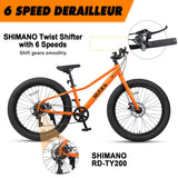 Glerc Mars 24 Inch Fat Tire Kids Mountain Bike for Boys 9-15 Years Old