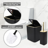 XLHOMO Bathroom Accessories Set - Gorgeous Black Bathroom Set, 10PC Bathroom Accessory Set, Toilet Brush, Trash Can, Qtip Holder & Soap Dispenser