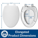 Mayfair Caswell Modern Slow Close Toilet Seat, Durable Plastic, Elongated, White