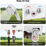 CAMPLUX 4.22 GPM Portable Propane Water Heater, 110,000 BTU Tankless Outdoor Shower for Camping & RV 3.3 GPM Water Pump & Pipe Strainer, Low Pressure & Quick Setup