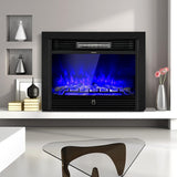 COSTWAY Electric Fireplace Inserts 28.5-inch Wide, 750W/1500W Wall Recessed and Freestanding Fireplace with 3 Flame Colors, 5 Brightness Settings, 8H Timer, Remote Control, Heater for Indoor Use
