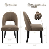 BONBEUR Upholstered Dining Chairs Set of 4, Mid Century Modern Kitchen Chairs with Solid Wood Legs & Linen Fabric Backrest for Dining Room, Brown