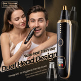 Beanify Nose & Ear Hair Trimmer for Men and Women, 2026 Painless USB Rechargeable Facial & Eyebrow Trimmer Clipper with LED Display for Easy Cleansing, Portable Grooming Kit,Gift Box Included (Black)