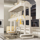 BEBANE Bold Stainless Steel Kitchen Sink Rack Dish Storage Sink Multifunctional Dish Drain Storage Rack,Dish Drying Rack Over The Sink,Dish Racks,Dish Rack Stainless Steel(White 2,65cm/25.6in)