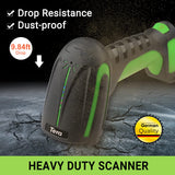 Tera Barcode Scanner Wireless with Stand: Industrial Drop-resistant Green