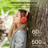 Active Noise Cancelling Headphones, Wireless Over Ear Bluetooth Headphones, 60H Playtime, Red TOZO