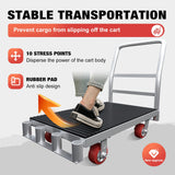 2IN1 Heavy Duty Panel Truck, 42" x 24" Platform Cart w/Rubber Mat & 3 Handrails, 2500 lbs Capacity Drywall & Lumber Cart