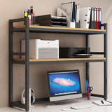 Adjustable 2-Tier White Metal Desktop Bookcase - Stylish Bookshelf Organizer & Multipurpose Countertop Display Shelf for Office, Home, and Desk Storage (85x32x90cm)