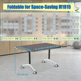 Folding Conference Room Table with Large Wheels,Space-Saving Stackable Folding Meeting Table Modular Flip-Top