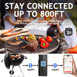 Meat Thermometer Digital Wireless with 800ft Range, Bluetooth 5.3 Food Thermometer with Dual-Temperature Probe, LCD Display and App&Case Setting
