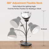 Vicsoon Desk Lamps for Home Office - LED Desk Lamp with Wireless Charger, 3 Color Modes Dimmable Eye-Caring Study Reading Desk Light, Small Flexible Arm Table Lamp for College Dorm Room Bedside, Black