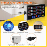 Commercial Kitchen Timers for Cooking, 12-Channel Timer for Commercial Kitchens, Heavy-Duty Loud Alarm Timer for Restaurants, Stainless Steel, LED Technology