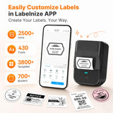 TYPONOS PM240 Label Maker Machine, Black, 3 Rolls with 50x30mm White Labels