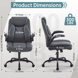 Ergonomic Home Office Desk Chair, Back Support Swivel Executive Office Chair with Wheels and Flip-Up Armrests