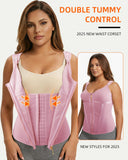 MAGICFAJAOS Waist Trainer Corset for Women Belly Fat Tummy Control Sport Workout Body Shaper Vest for Women Postpartum, XL Pink