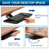 AX WABER Keyboard Tray Under Desk with Storage Drawer, Height Adjustable Keyboard Tray Slide Out 360° Swivel Tilt, Ergonomic Under Desk Mount Keyboard & Mouse Holder for Gaming Home Office, 28''x11''