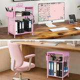 Gugsey Pink Small Nightstand, Kids Nightstand for Bedroom, End Table with Hooks and Holder, Toddler Bedside Table for Girls, Desk Organizer for Office, Dorm (Pink)