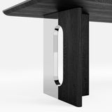 Rectangle Dining Table for 6-8 People, 71" Black Wood Kitchen & Dinner Table with Solid Wood Legs
