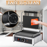 CTJ Commercial Panini Press with Grooved Grill Sandwich Maker 2200W 14"x11" Plates Sandwich Press with 122°F to 572°F Temp Control for Hamburger Steak Bacon in Home Kitchen
