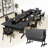 Rolling Mobile Conference Tables Folding Modular with Wheels for School Classroom Office Library Training Seminar 70.8IN Dark Grey Set of 2