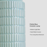 PoKat 23" Light Blue Table Lamps Set of 2, Modern Bedside Lamps for Bedroom, Coastal Ceramic End Table Lamps for Living Room, Ocean Nightstand New Home Decor Lamps