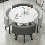 Small Conference Table and Chairs Set, 4-Person Square Dining Table, Office Reception Club Furniture for Kitchen in Dark Gray Light Gray