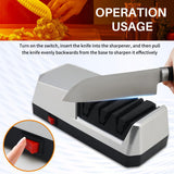 JOVANT Electric Knife Sharpener with 3-step Sharpening System and Diamond Abrasives, Suitable for Most Metal and Ceramic Knives. The Knife Sharpener comes with the Angle Guide Function (ETJ004COMB)