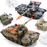 ROGALALY RC Tank Set, 1/24 Scale Army Battle Tanks with Life Indicators and Spray, 35 Mins Playtime Remote Control Military Toys, Set of 2 RC Vehicles for Kids and Adults