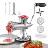VEVOR Manual Meat Grinder, 304 Stainless Steel Hand Meat Grinder with Suction Cup + Steel Table Clamp, Meat Mincer Sausage Maker & 2 Cutting Plates, Sausage Tube, Grinding Head for Beef Pepper Cookie