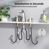 3-Hole Bathroom Sink Faucet - SR SUN RISE NSF Certified 8-inch Brushed Nickel Faucets with Pop-up Drain Assembly, 2 Handles, 2 Water Supply Lines, Widespread Sink Faucet for Vanity, RV, and Bathroom