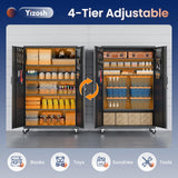 Yizosh Metal Garage Storage Cabinet with Locking Doors and Adjustable Shelves,- 71" Rolling Steel Tool Cabinet for Home Office,Garage,Warehouse