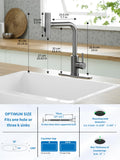 Kitchen Faucets with Pull Down Sprayer,Waterfall Kitchen Sink Faucet,Commercial Utility Stainless Steel Kitchen Faucets,Single Handle Kitchen Sink Faucet with Pull Down Sprayer for 3 Function,Grey
