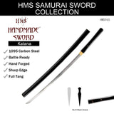 Hand Forged 1095 High Carbon Steel Black Shirasaya Katana Full Tang Sword