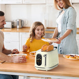 Keenstone Smart Touch Screen Toaster 2 Slice, Retro Wide Slot Stainless Steel Toaster with 6 Browning Levels, Reheat & Defrost, for Bagel, Toast, Bread, Removable Crumb Tray, Beige