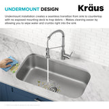 KRAUS Premier 32 3/8 inch Undermount Single Bowl 18-Gauge Stainless Steel Kitchen Sink with Bottom Grid and Strainer, KBU44