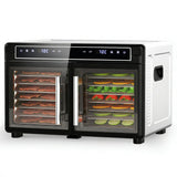 Electactic Food Dehydrator, Dual Chamber Design - Independent Temp Control - Flavor Separation - Keep Warm Mode, 176℉ Meat Dehydrator for Jerky, Fruit, Vegetables, Herbs - 16 Stainless Steel Trays