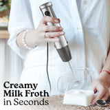Zulay Kitchen 4-in-1 Immersion Blender 800W Hand Blender Set with Whisk, Milk Frother & 600ml Cup, 12-Speed Stick Blender with Turbo Mode for Soups, Smoothies, Sauces, Purees & Baby Food (Gray)