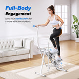 MERACH Stair Stepper, Hands & Feet Synchronized Stair Climber, Stairmaster for Full-Body Workout at Home, Compact Vertical Climber with Extended & Adjustable Pedals, White