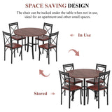 5 Piece Dining Table Set for 4, Wood Grain Dinette with Chairs for Kitchen, Breakfast Nook