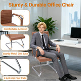 Sidnali Waiting Room Chairs, Office Guest Chair with Sled Base Mid Back for Reception Conference Room, Brown Set of 2