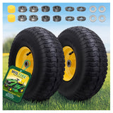 Wiltire 15x6.00-6 Tire and Wheel Assembly (2 Pack),Replacement Riding Lawn Mower Front Tires - With 3" Centered Hub and 3/4" Bushings (Extra 5/8" Bushings)