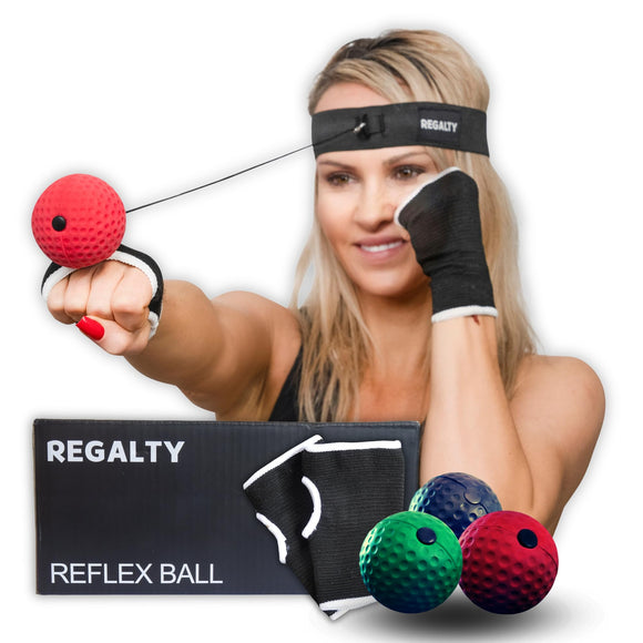 Boxing Reflex Ball Set with Headband - Interactive Punching Ball Game for Training - Boxing Ball Headband for Adults & Kids - Improve Reaction Time, Play Shadow Box Games with 3 Different Punch balls REGALTY