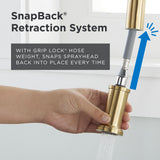Gerber Kinzie Single Handle Gold Kitchen Faucet with Pull-Down Sprayer - Industrial Farmhouse Design, High Arc, Easy 1-Hole Installation in Brushed Bronze, D454437BB