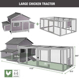 Large Outdoor Chicken Coop with Run Wooden Hen House with Nesting Box Pull Out Tray and Waterproof Asphalt Roof Backyard Poultry Cage
